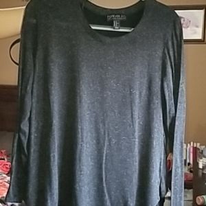 Long Sleeve Gray and Black Forever 21+ Blouse